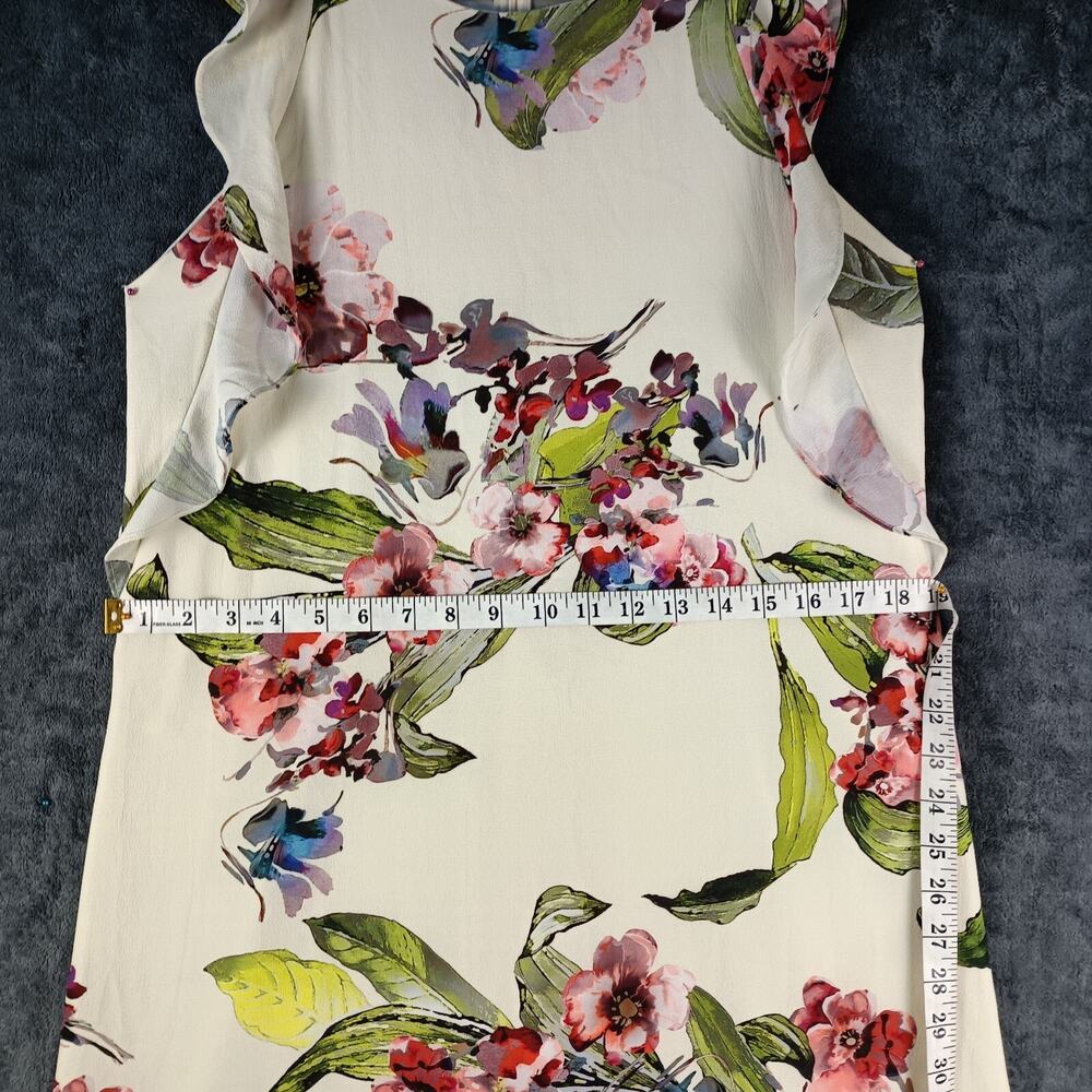 Eclipse Maxi Dress Size Medium Ivory Floral Ruffle Sleeve Sheath A Line Chiffon - Picture 5 of 7